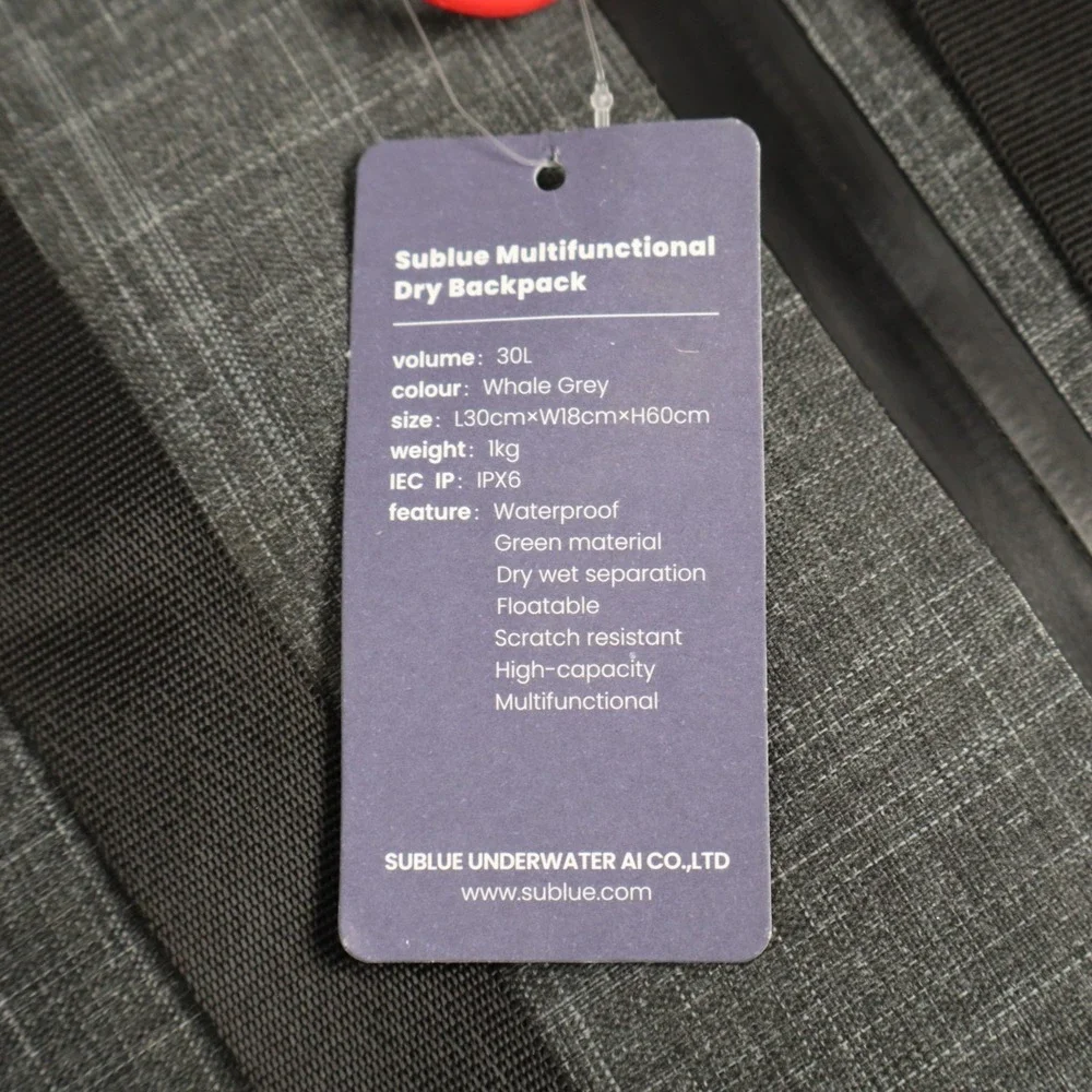 Sublue Multifunctional Waterproof Dry Backpack, Gray | 30 Liter, MISSING MINIBAG